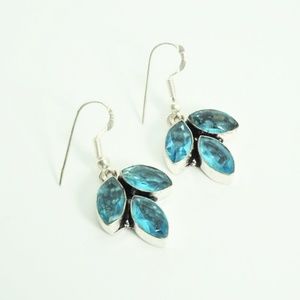 Stunning Sterling Plated Blue Quartz Earrings